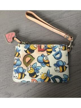Vintage Dooney&Bourke Bumble Bee Coin Purse Pouch Card HolderWristlet NoKeychain